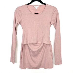 NWT Ripe Tessa Rib Nursing Top Dusty Pink XS Long Sleeve‎